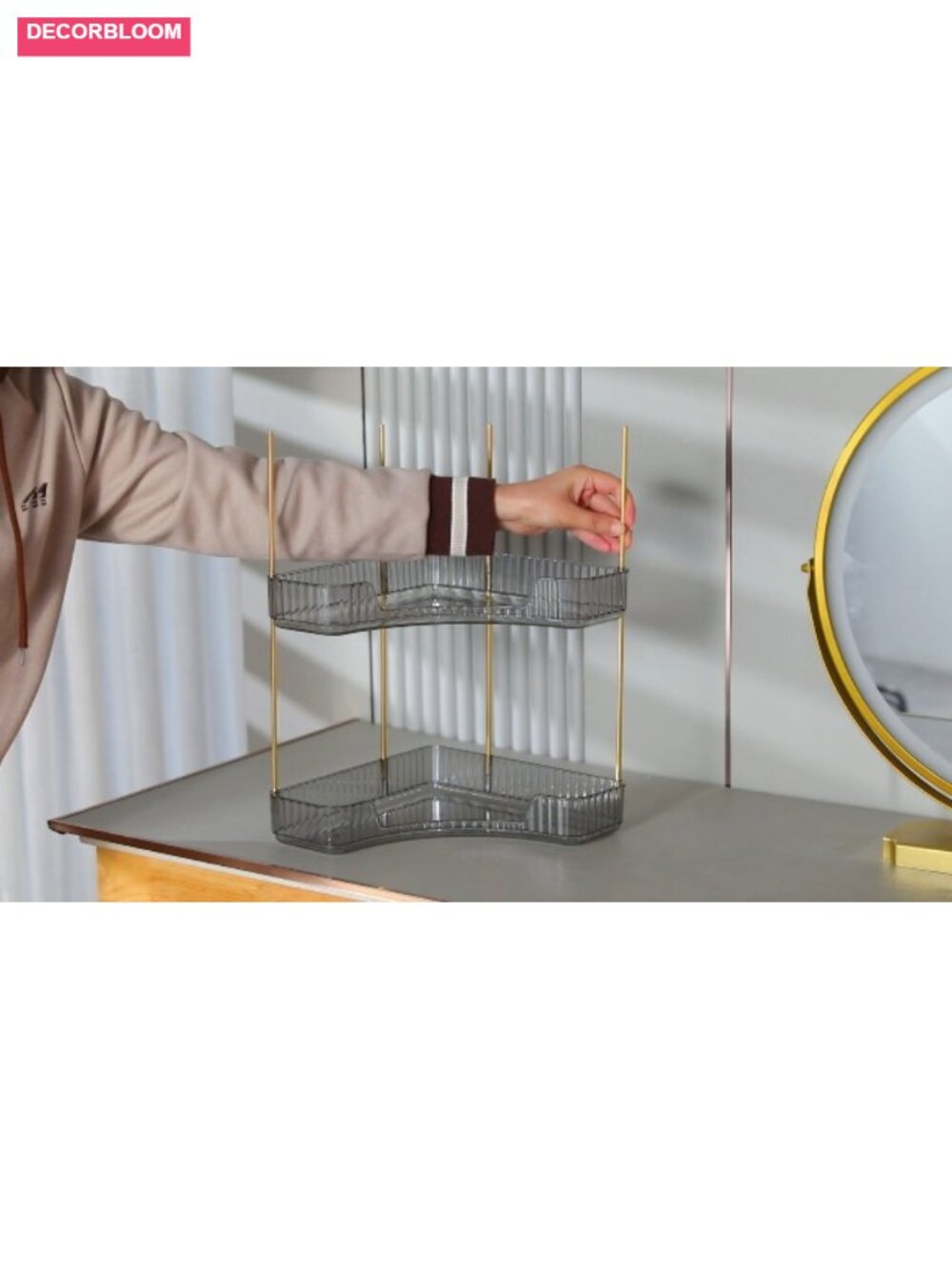 Upgraded 3-Tier Corner Makeup Organizer with Brush Holder - Picture 6 of 6